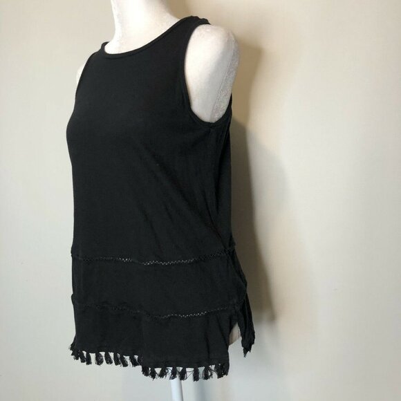 Old Navy S Top Black Sleeveless Tassel Trim Tee Je - Picture 3 of 8